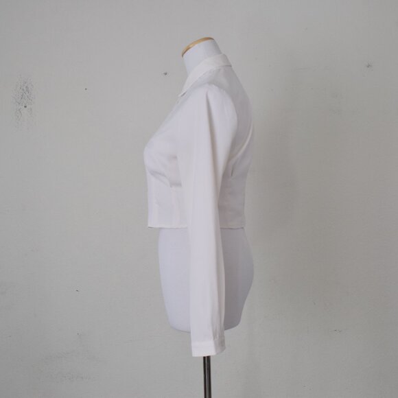 Off White Crop Fitted Blouse by Atelier Mexico size 6 - Picture 2 of 11